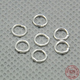 925 anillos redondos de plata esterlina, anillos de salto soldados, Anillos de salto cerrado, Anillos de salto cerrado, 5x0.8 mm, agujero: 3.5 mm