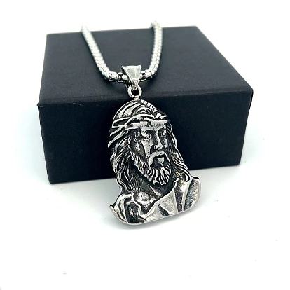 Религия 304 Кулон в виде головы Иисуса из нержавеющей стали для мужчин и женщин, не тускнеет