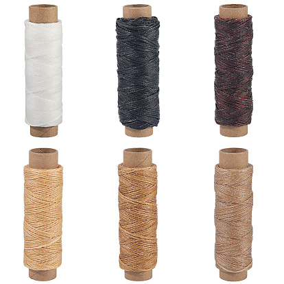 6 рулоны 6 цветной плоский вощеный полиэфирный шнур, для diy craft