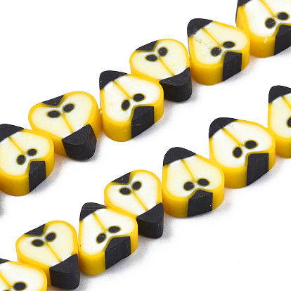 Handmade Polymer Clay Bead Strands, Pear Slice