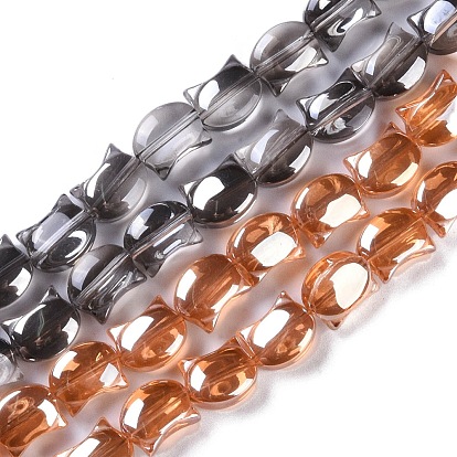 Electroplate Glass Beads Strands, Pearl Luster Plated, Cat Shape