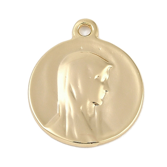 Латунные подвески, без кадмия, без никеля и без свинца, плоский круглый с девственными чарами