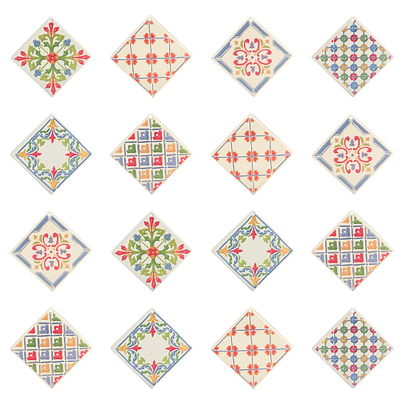 24шт 6 подвески из непрозрачного акрила с рельефным тиснением, ромб с рисунком