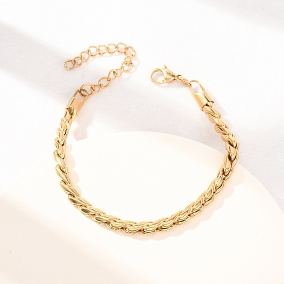 304 Браслеты из витой цепочки из нержавеющей стали для женщин, ионное покрытие (ip)