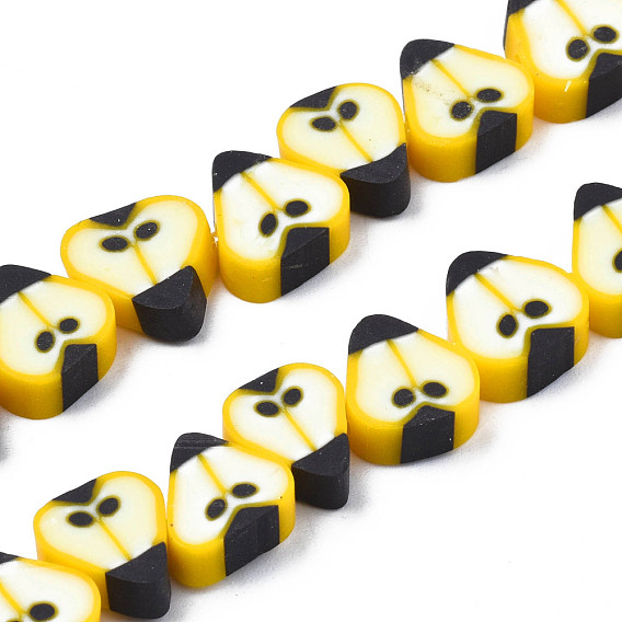 Handmade Polymer Clay Bead Strands, Pear Slice