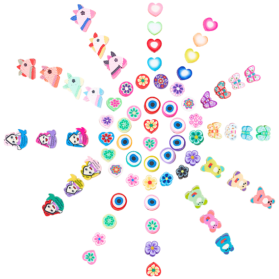 180 Pcs 9 Styles Handmade Polymer Clay Beads