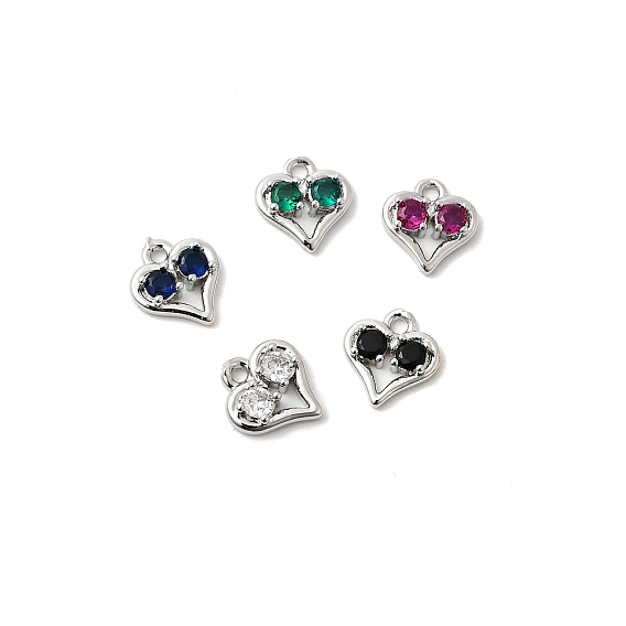 Латунные микро проложить кубического циркония подвески, сердце прелести, стойки покрытие, долговечный, без кадмия и без свинца, настоящий 18k позолоченный/платиновый