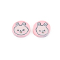 Handmade Polymer Clay Cabochons, Flat Round with Rabbit