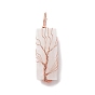 Copper Wire Wrapped Natural Selenite Big Pendants, Cadmium Free & Lead Free, Rectangle Charm