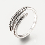 Adjustable Alloy Cuff Finger Rings, Feather