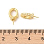 925 Ganchos para clavijas de copa con micro pavé de circonita cúbica en plata de ley, por medio perforó perlas, forma oval, con sello s925