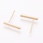 Brass Stud Earring Findings, with Loop, Rectangle