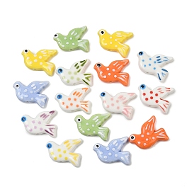 Perles en porcelaine manuelles, colombe à pois, peint à la main, porcelaine de la famille rose