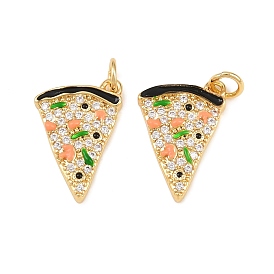 Латунные микро проложить кубического циркония подвески, пицца прелести, с эмалью, стойки покрытие, долговечный, без кадмия и без свинца