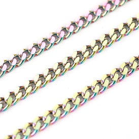 Ion Plating(IP) 304 Stainless Steel Curb Chains, Unwelded, with Spool