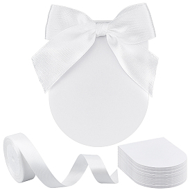 100шт. бумажных свадебных поздравительных открыток, с 1 рулонной односторонней атласной лентой