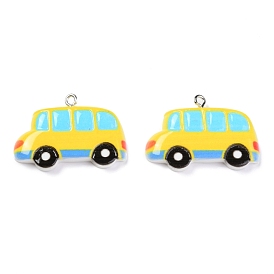 Resin Pendants, with Platinum Iron Peg Bail, Car