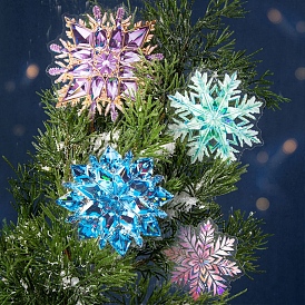 10Pcs Christmas Snowflake PET Waterproof Sticker Labels, Self-adhesion, for DIY Scrapbooking