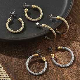 304 из нержавеющей стали серьги, ионное покрытие (ip), скручивание в форме буквы С