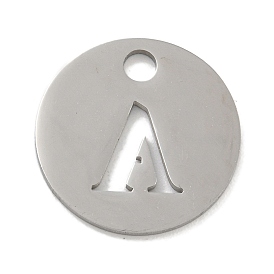 304 подвески из нержавеющей стали, цвет нержавеющей стали, плоские круглые с буквы