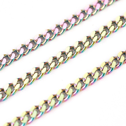 Ion Plating(IP) 304 Stainless Steel Curb Chains, Unwelded, with Spool