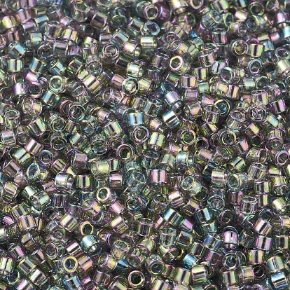Perles miyuki delica, cylindre, perles de rocaille japonais, 11/0, arc-en-ciel lustré