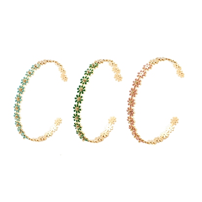 304 женские браслеты-манжеты с открытыми манжетами и эмалью из нержавеющей стали