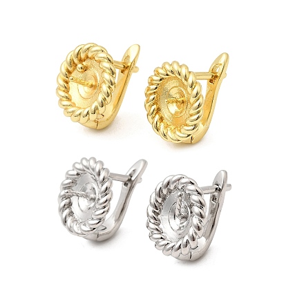 Застежки для плоских круглых латунных сережек-колец, долговечный, запереть, за половину пробурено бисера