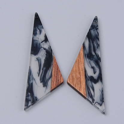 Resin & Walnut Wood Pendants, Two Tone, Triangle