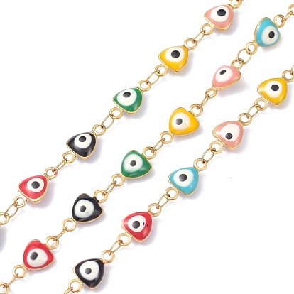 Вакуумное покрытие pvd 304 звенья цепи из нержавеющей стали, с эмалью и катушкой, пайки, сердце с сглаза