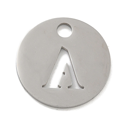 304 подвески из нержавеющей стали, цвет нержавеющей стали, плоские круглые с буквы