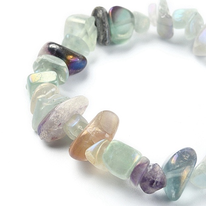 Electroplated Natural Fluorite Beads Strands, AB Color Plated, Chip