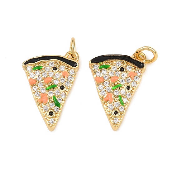 Латунные микро проложить кубического циркония подвески, пицца прелести, с эмалью, стойки покрытие, долговечный, без кадмия и без свинца