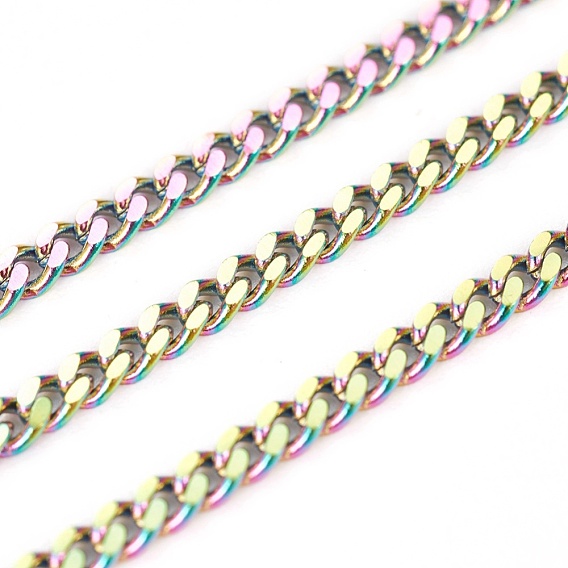 Ion Plating(IP) 304 Stainless Steel Curb Chains, Unwelded, with Spool