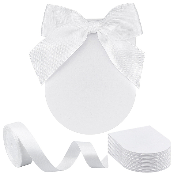 100шт. бумажных свадебных поздравительных открыток, с 1 рулонной односторонней атласной лентой