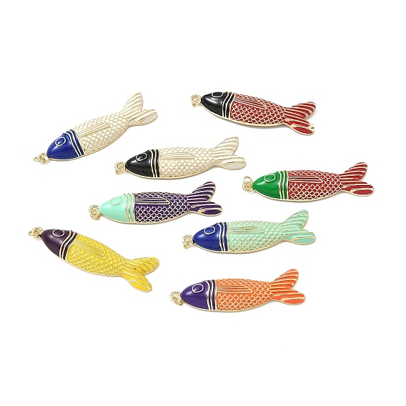 Латунные эмали большие подвески, рыбы прелести, без кадмия и без свинца, долговечный, стойки покрытие, реальный 18 k позолоченный