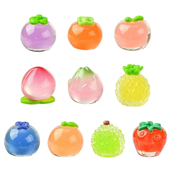 10 шт. 10 стили фруктовые прозрачные смоляные кабошоны, DIY для чехла для телефона, сережек и аксессуаров для брелков, разнообразные
