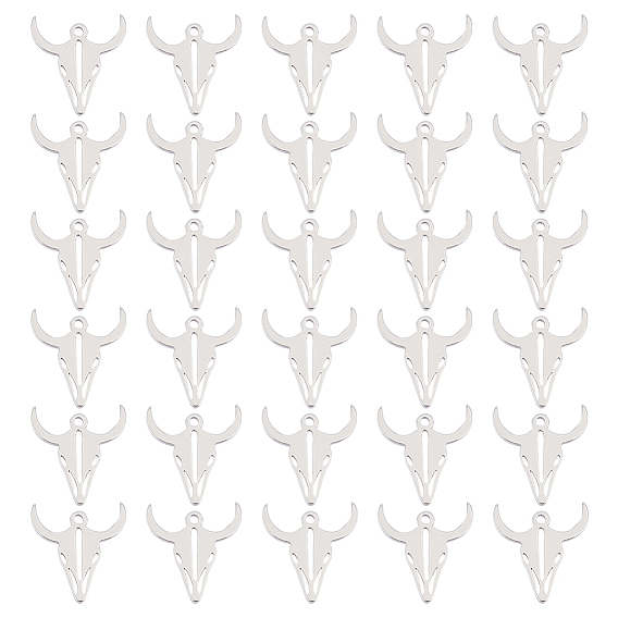 60 шт. 304 подвески из нержавеющей стали, лазерная резка, Корова головой