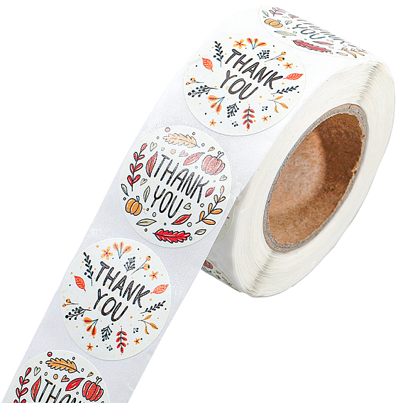 1 рулон осенних наклеек, круглая бумага с наклейками со словами благодарности, клейкие этикетки, декоративные уплотнительные наклейки, для подарков, вечеринка