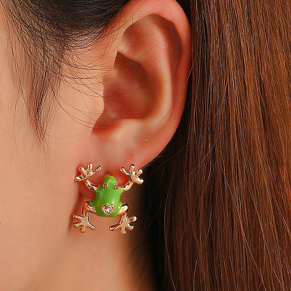Fashion creative oil dripping frog earrings cartoon cute funny animal earrings personality earrings