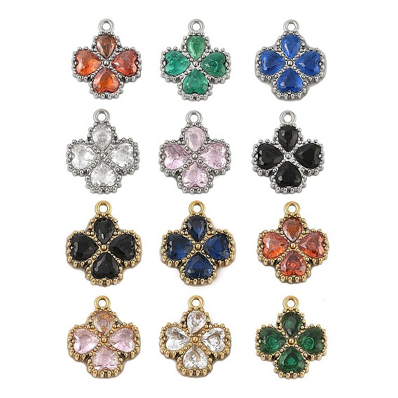 304 из нержавеющей стали горный хрусталь подвески, ионное покрытие (ip), клевер