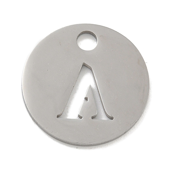 304 подвески из нержавеющей стали, цвет нержавеющей стали, плоские круглые с буквы