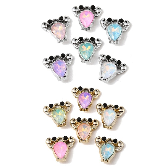 Colgantes de vidrio de aleación de chapado uv, encanto de langosta, con diamante de imitación, facetados, color mezclado