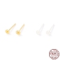 925 Sterling Silver Stud Earring Findings, for Half Drilled Beads, Flower