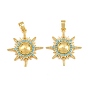 Brass Micro Pave Sky Blue Cubic Zirconia Pendants, Sun Charms