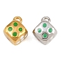 304 Stainless Steel Enamel Pendants, Dice Charms, Ion Plating(IP)