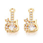 Латунные микропаве прозрачные подвески с фианитом, гитарные прелести, без никеля 