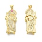 Brass Micro Pave Cubic Zirconia Pendants, Saint