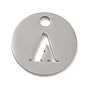 304 подвески из нержавеющей стали, цвет нержавеющей стали, плоские круглые с буквы