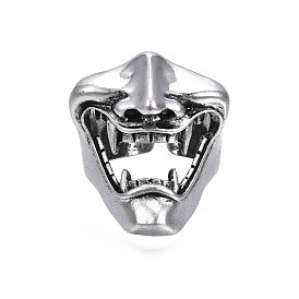 Gothic Punk Open Mouth Alloy Open Cuff Ring for Men Women, Cadmium Free & Lead Free